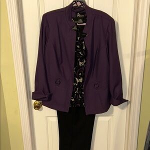 KS women’s collection Purple and black pants suit. Size 18W.